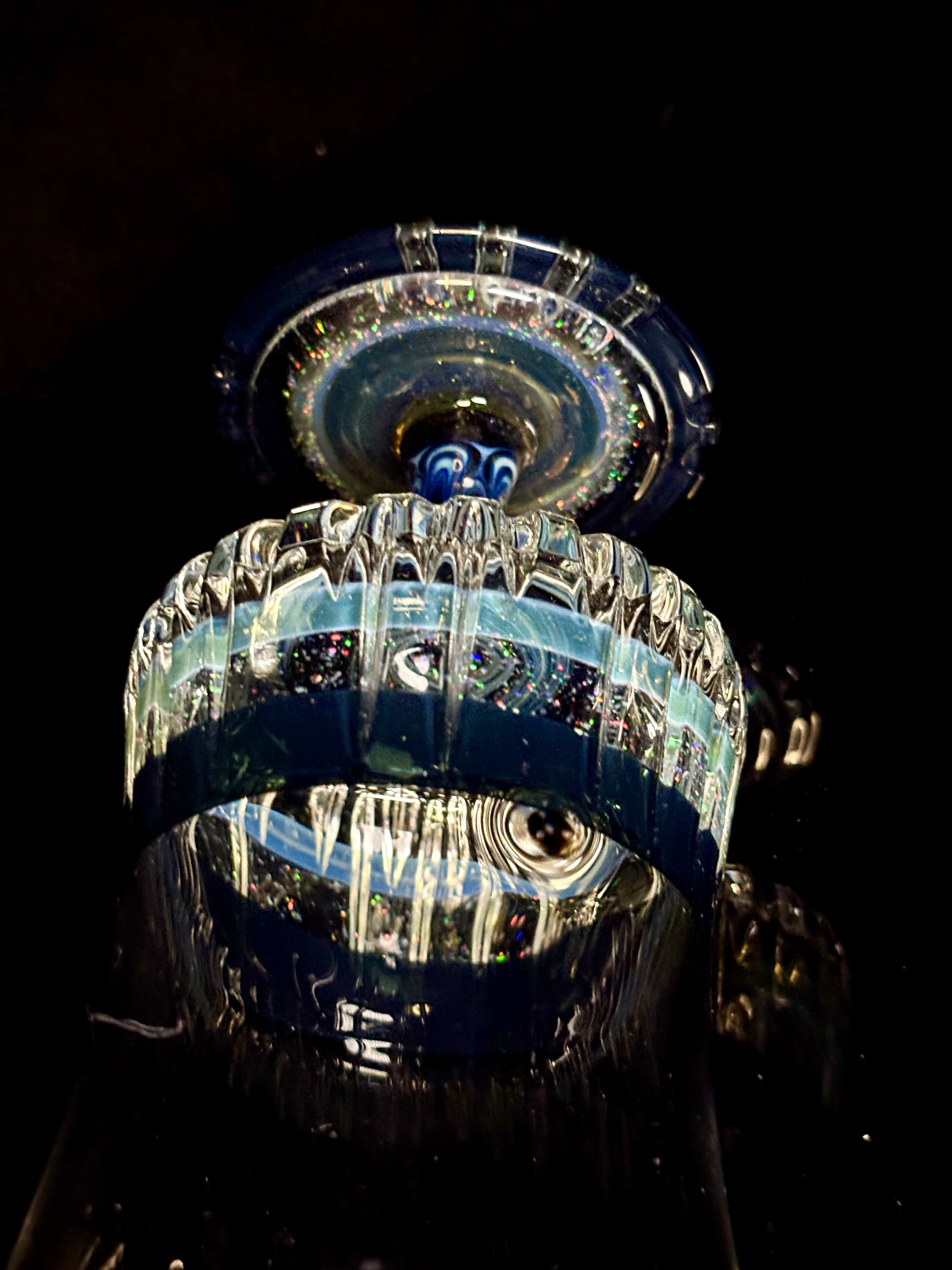 Crushed Opal Vortex Stem Glass