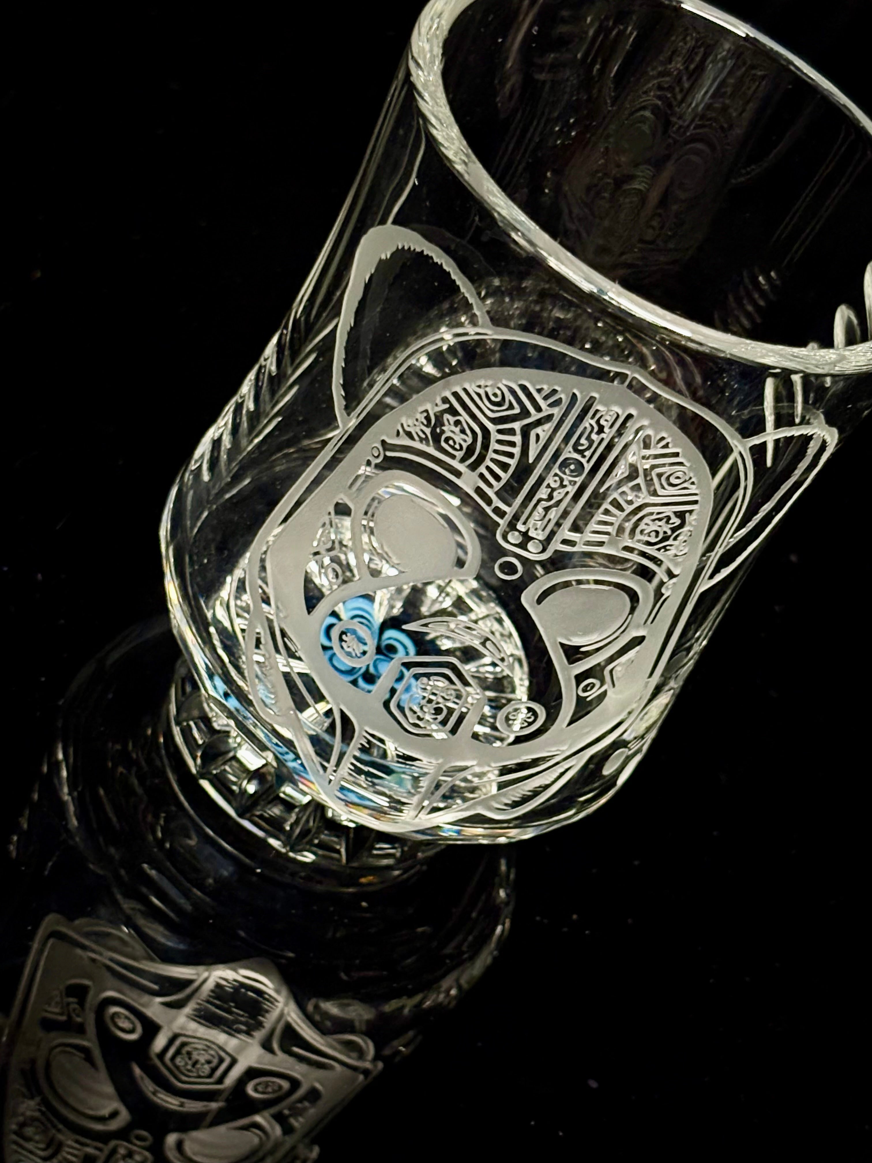 Sand Carved Space Mask Tall Cocktail RS Glass