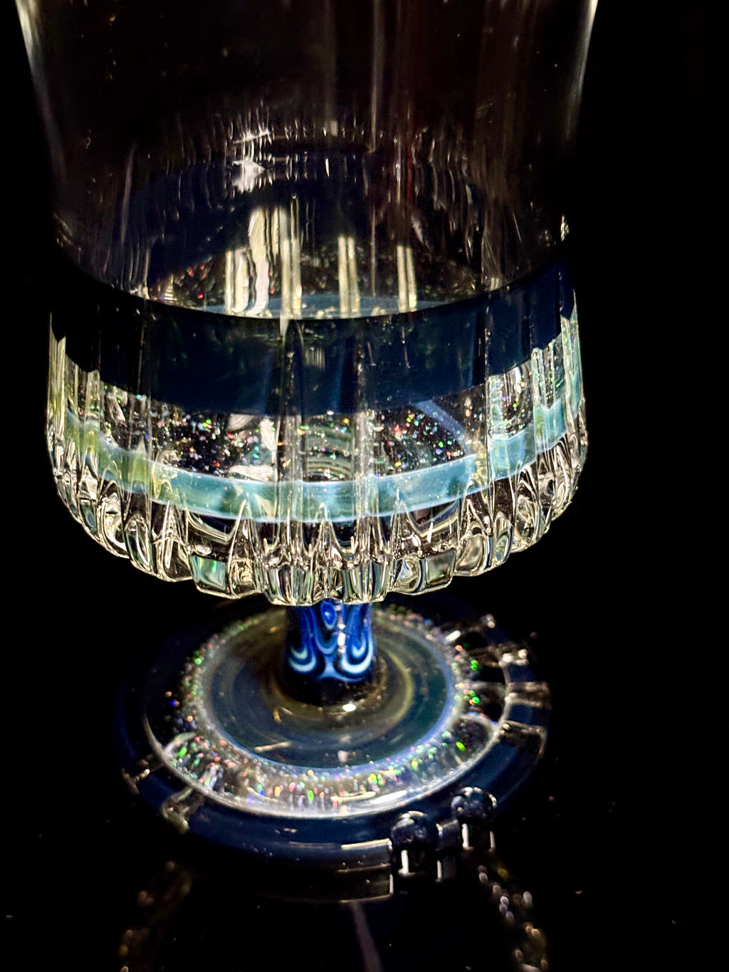 Crushed Opal Vortex Stem Glass